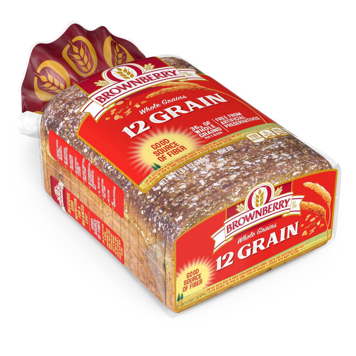 slide 49 of 53, Brownberry 12 Grains and Seeds Bread, 24 oz, Soft Whole Grain Multigrain Bread, Bag, 1 ct