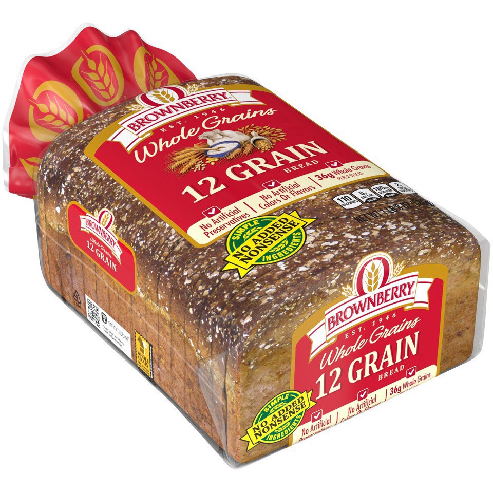 slide 36 of 53, Brownberry 12 Grains and Seeds Bread, 24 oz, Soft Whole Grain Multigrain Bread, Bag, 1 ct