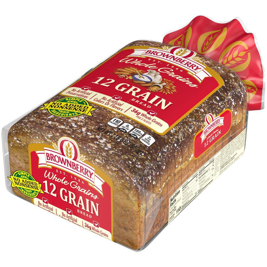 slide 8 of 53, Brownberry 12 Grains and Seeds Bread, 24 oz, Soft Whole Grain Multigrain Bread, Bag, 1 ct