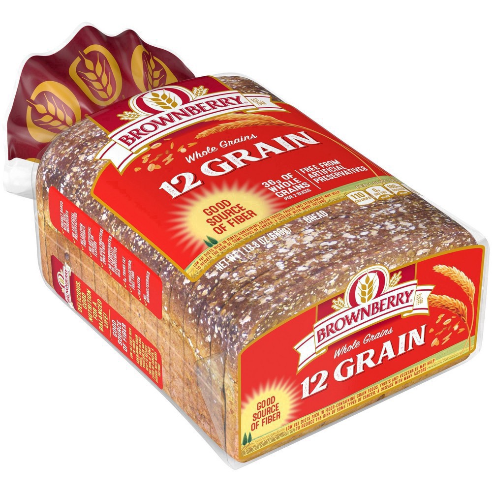 slide 26 of 53, Brownberry 12 Grains and Seeds Bread, 24 oz, Soft Whole Grain Multigrain Bread, Bag, 1 ct