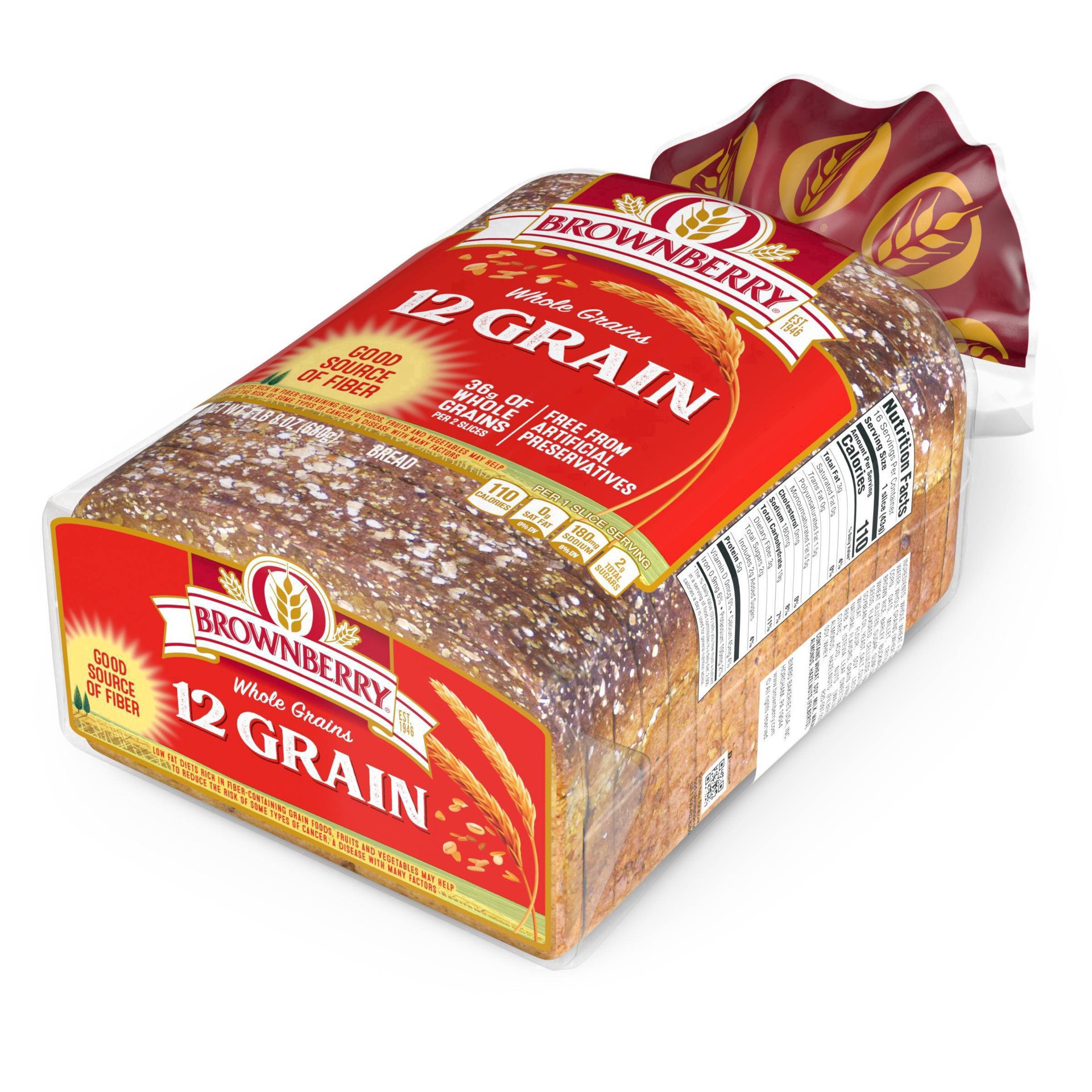 slide 5 of 53, Brownberry 12 Grains and Seeds Bread, 24 oz, Soft Whole Grain Multigrain Bread, Bag, 1 ct