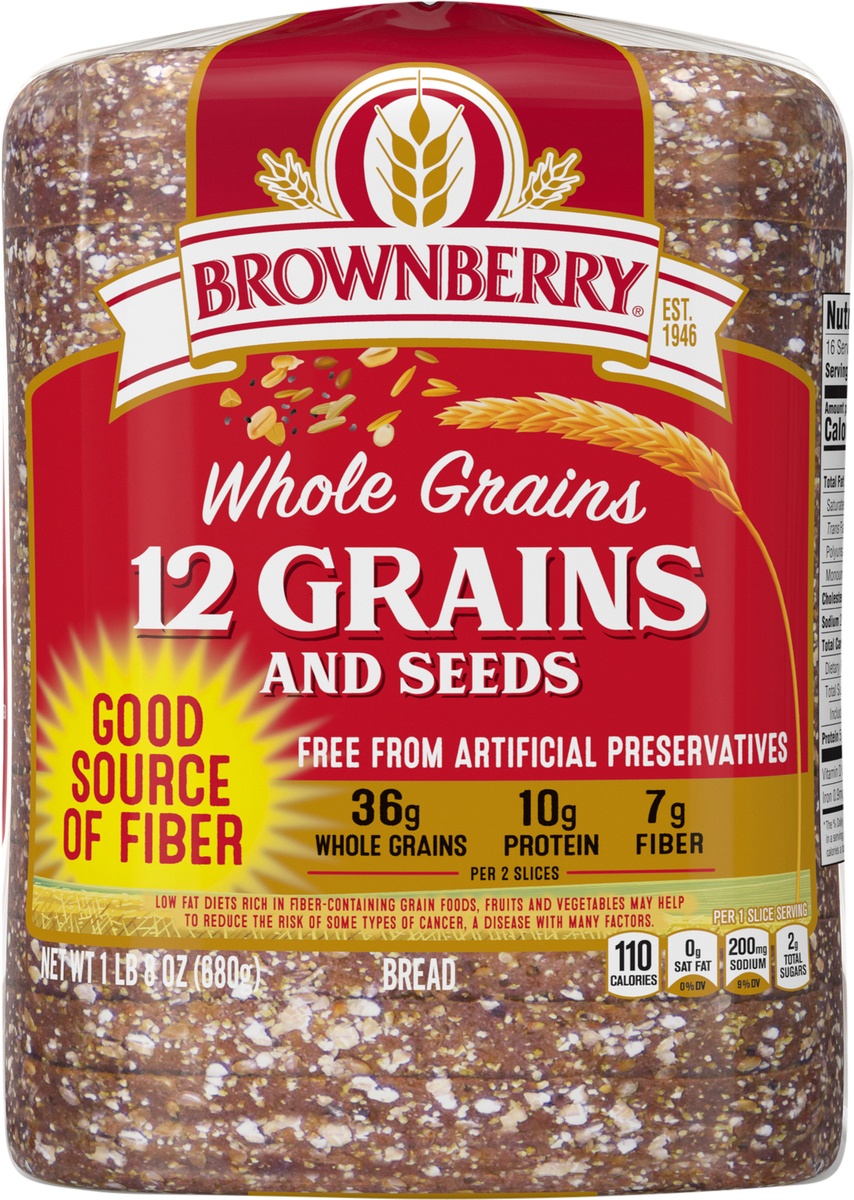 slide 6 of 11, Brownberry Whole Grains 12 Grain CLN Bread 24 Oz, 24 oz