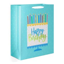 American Greetings Cake & Candles Extra Large Teal Birthday Gift Bag