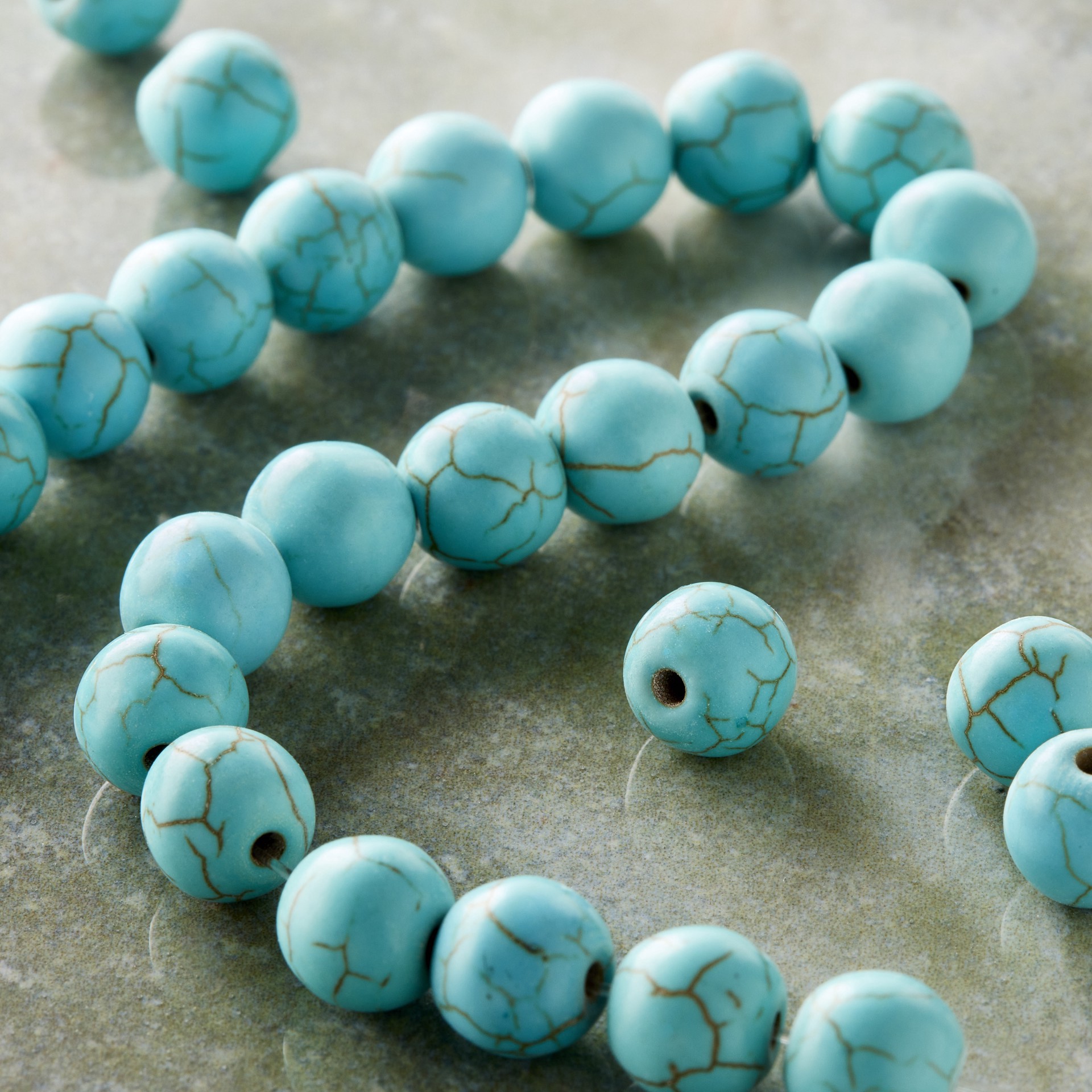 slide 3 of 3, Turquoise Dyed Howlite Round Beads, 8mm By Bead Landing, 8mm