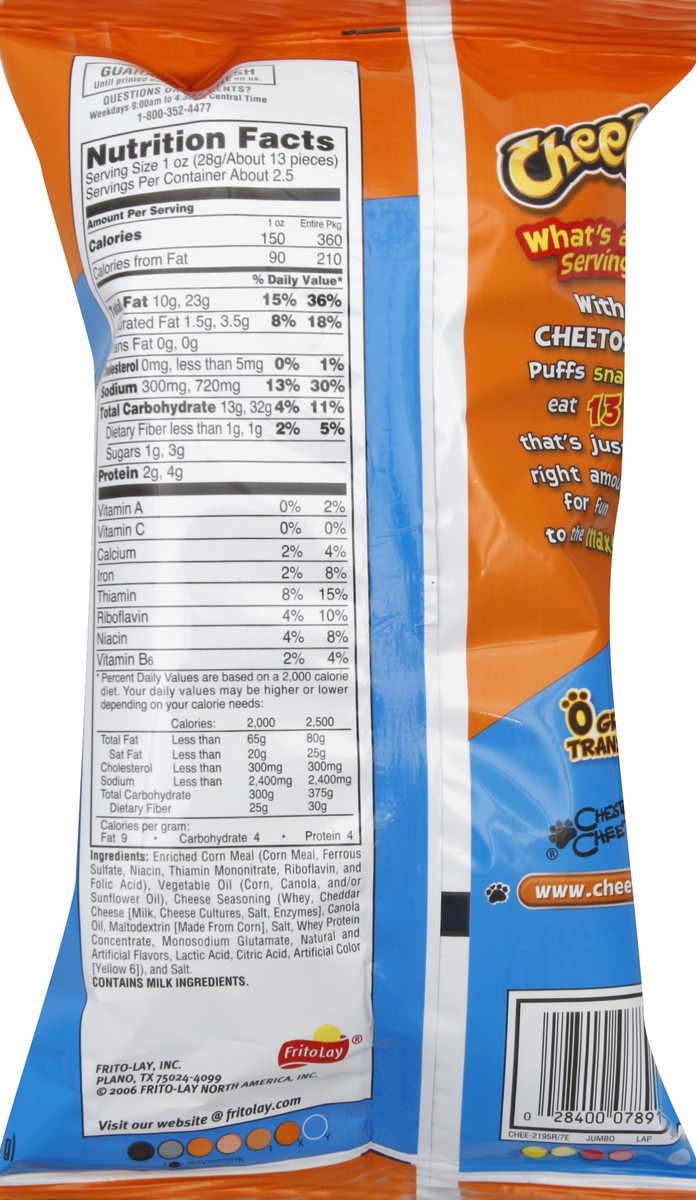 slide 6 of 6, Cheetos Puffs Cheese Flavored Snacks, 2.37 oz