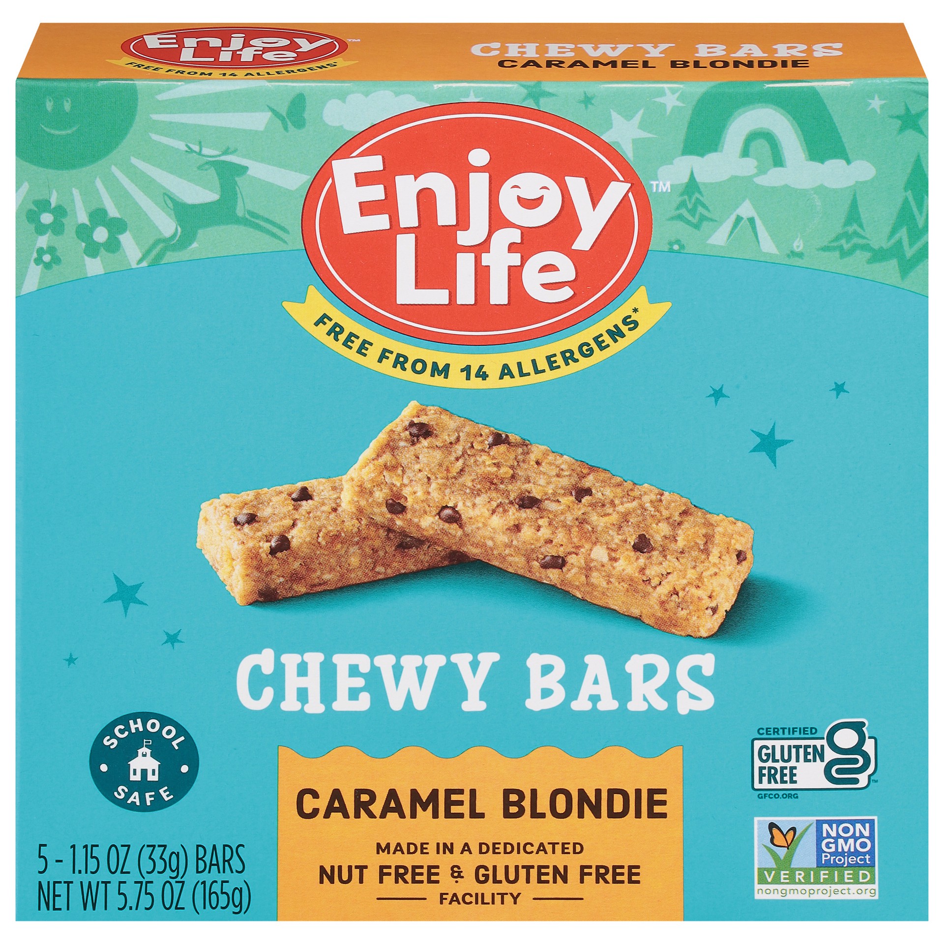 slide 1 of 9, Enjoy Life Chewy Bars Caramel Blondie, 5 Bars, 5.75 oz