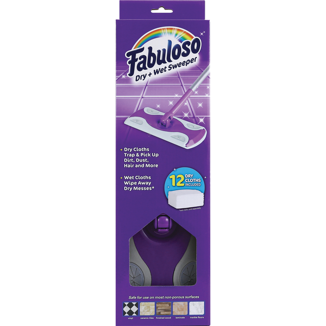 slide 1 of 1, FABULOSO Dry And Wet Sweeper (Box) W/12 Pads, 1 ct