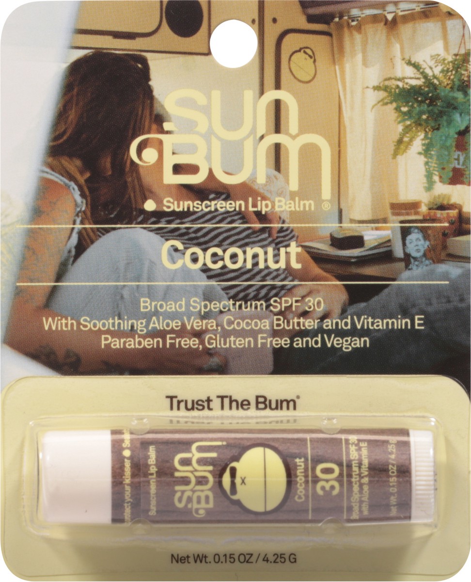slide 1 of 9, Sun Bum Broad Spectrum SPF 30 Coconut Sunscreen Lip Balm 0.15 oz, 0.15 oz