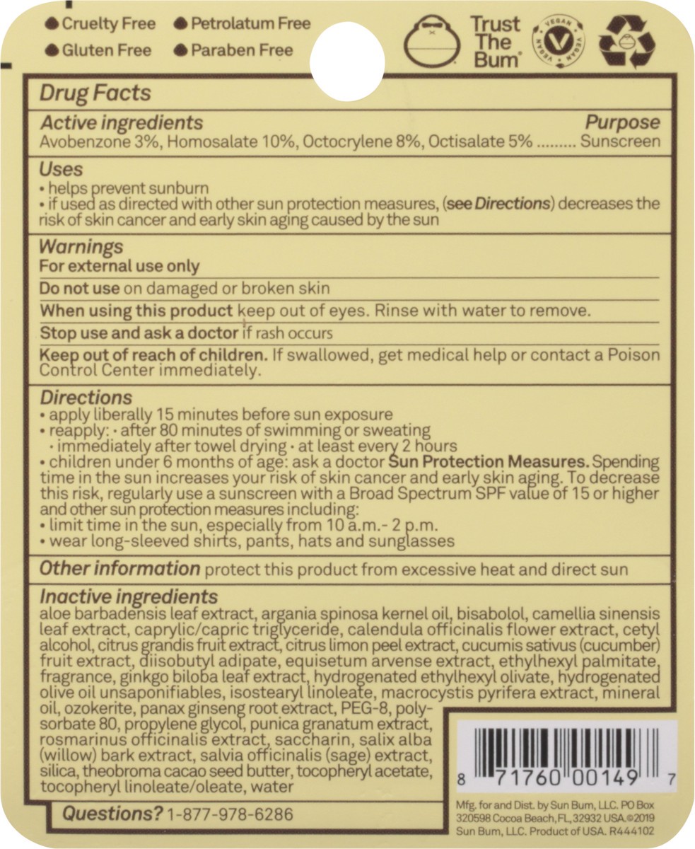 slide 5 of 9, Sun Bum Broad Spectrum SPF 30 Coconut Sunscreen Lip Balm 0.15 oz, 0.15 oz