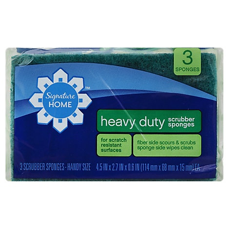 slide 1 of 1, Signature Select/Home Scrubber Sponges Heavy Duty Handy Size, 3 ct