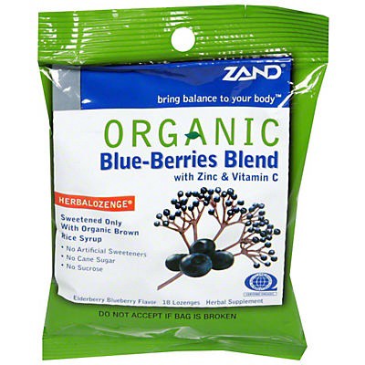 slide 1 of 1, ZAND Organic Blue-Berries Blend Herbalozenge, 18 ct