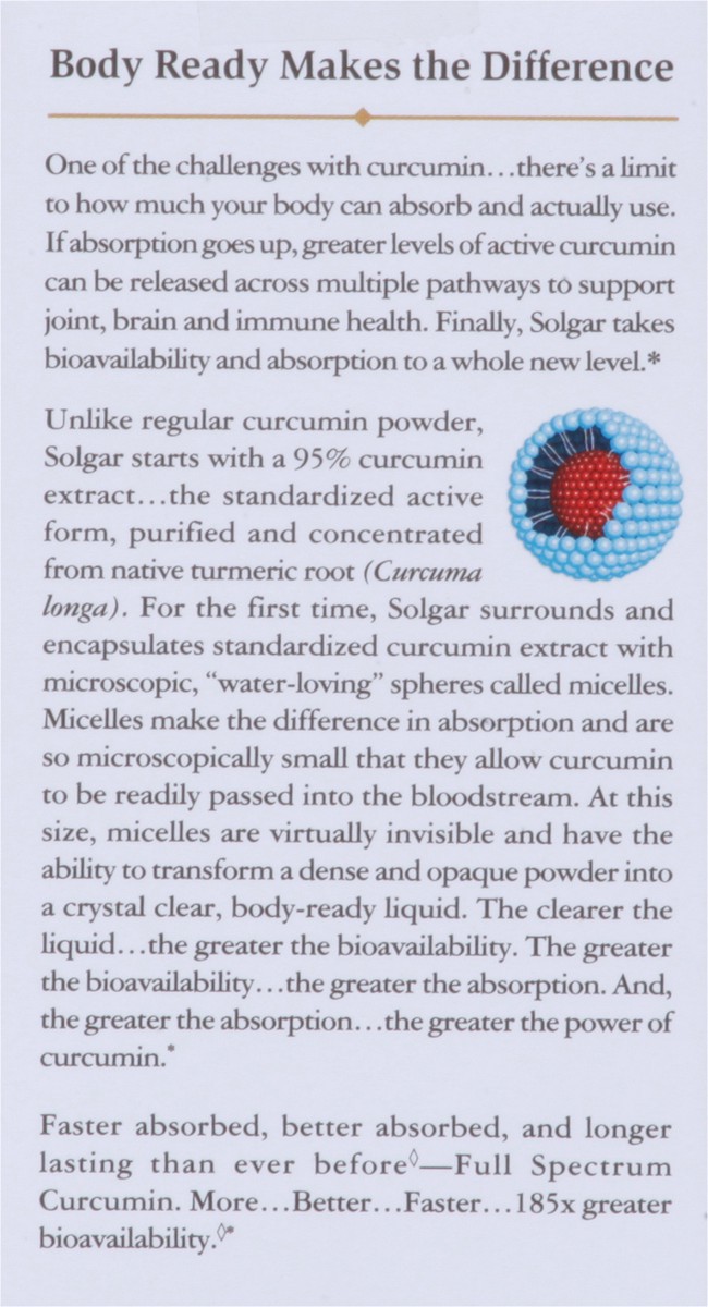 slide 8 of 9, Solgar Full Spectrum Curcumin 30 Liquid Extract Softgels, 30 ct