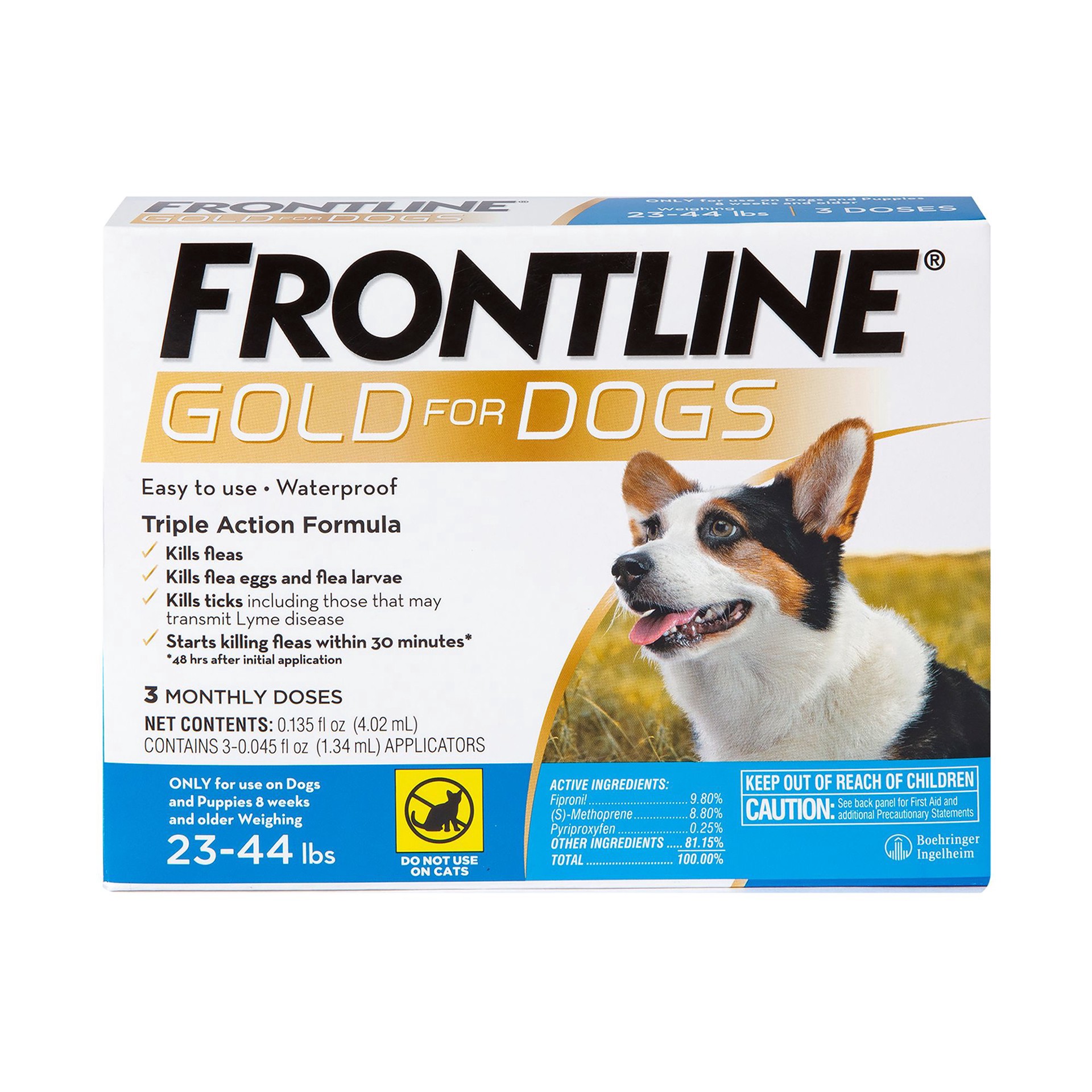 slide 1 of 1, FRONTLINE Gold Flea & Tick Treatment for Medium Dogs Up to 23 to 44 lbs., 3 ct