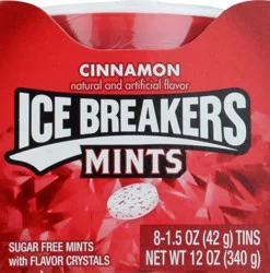Ice Breakers Cinnamon Sugar Free Mints - 8 x 1.5 oz Tins