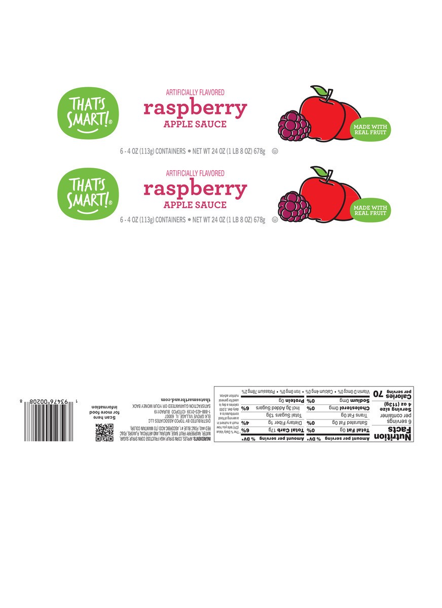 slide 9 of 15, That's Smart! Raspberry Apple Sauce, 24 oz