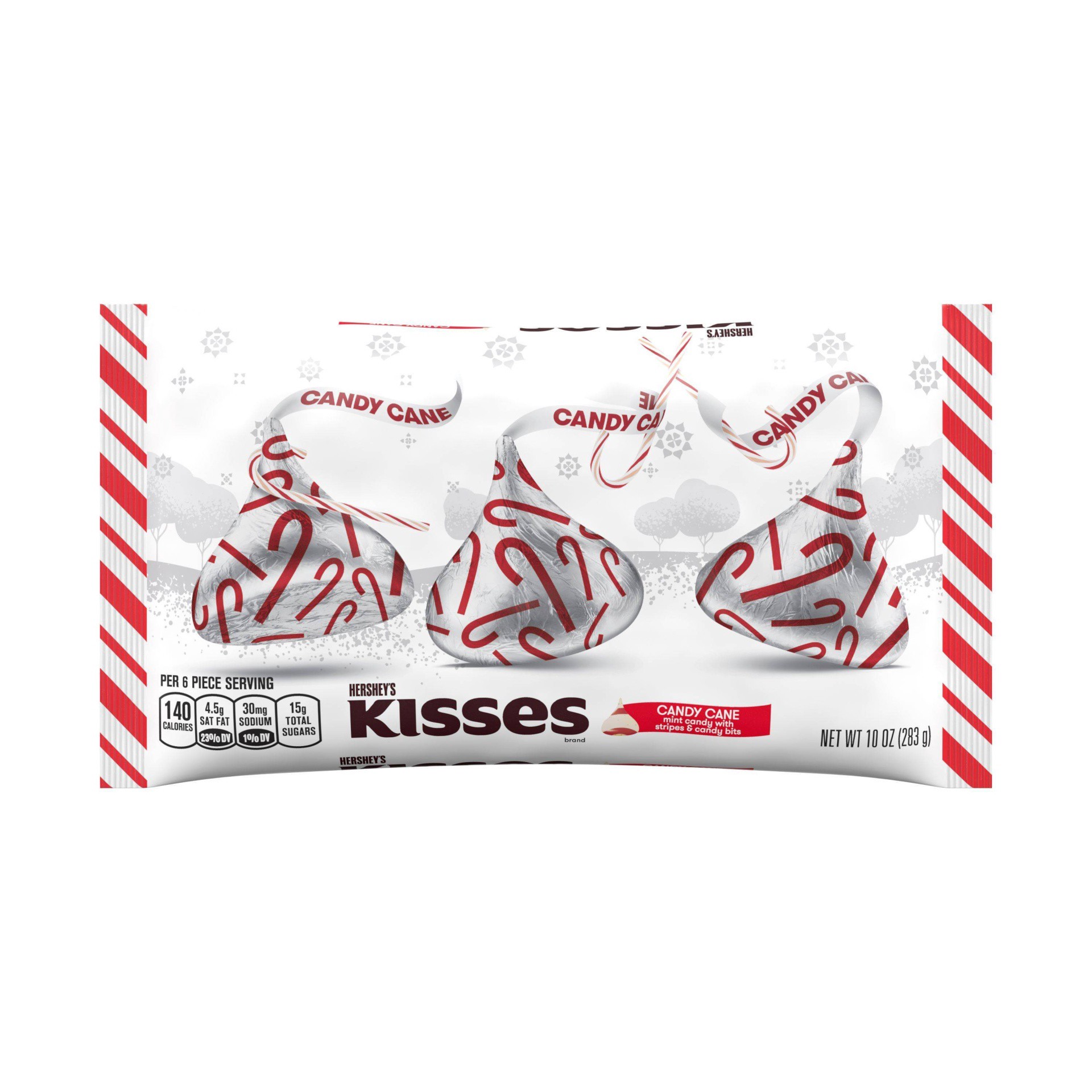 slide 1 of 2, Hershey's Kisses Holiday Candy Cane Mint Candies, 10 oz