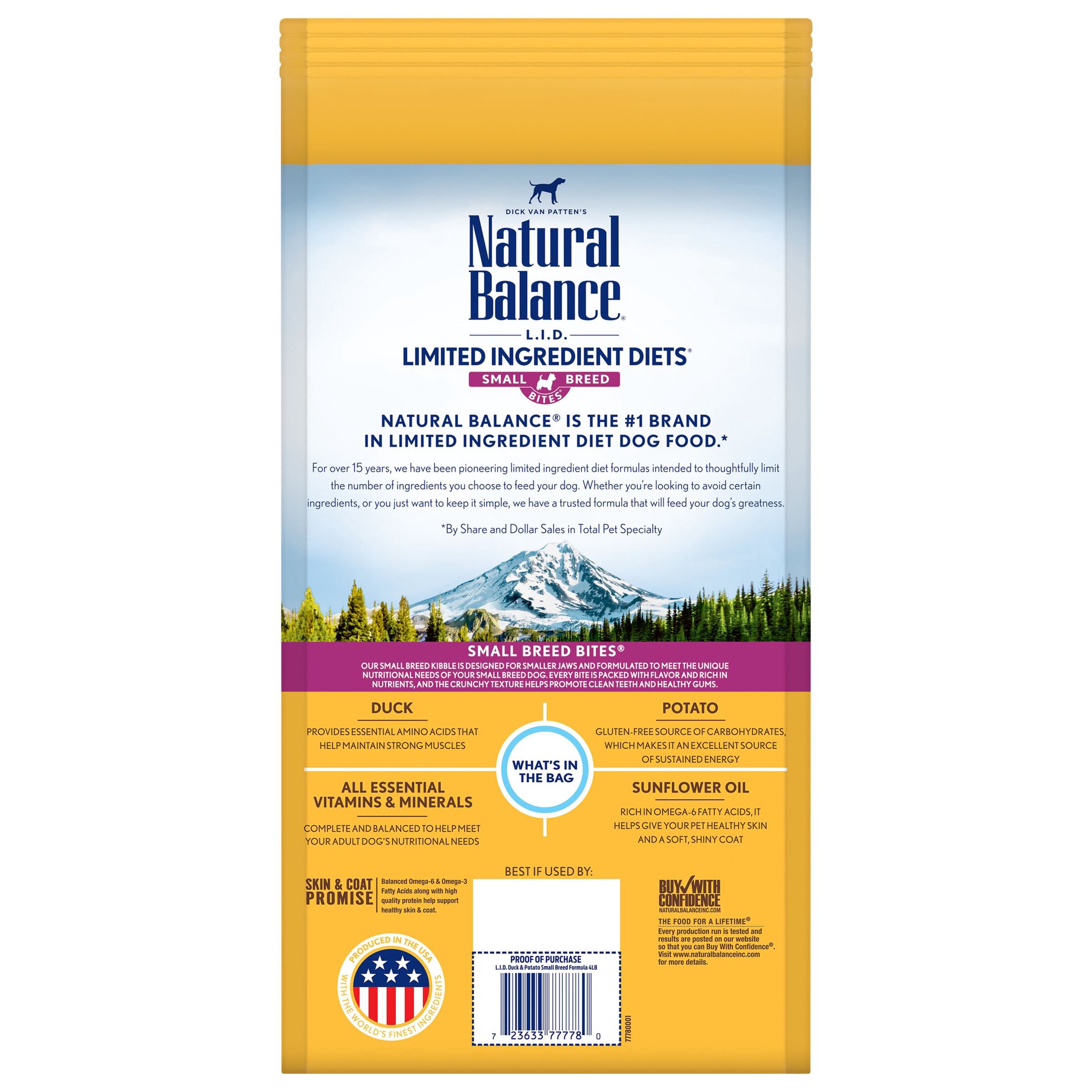 slide 5 of 5, Natural Balance L.I.D. Limited Ingredient Diets Small Breed Bites Grain Free Duck & Potato Formula Dog Food 4 lb, 4 lb