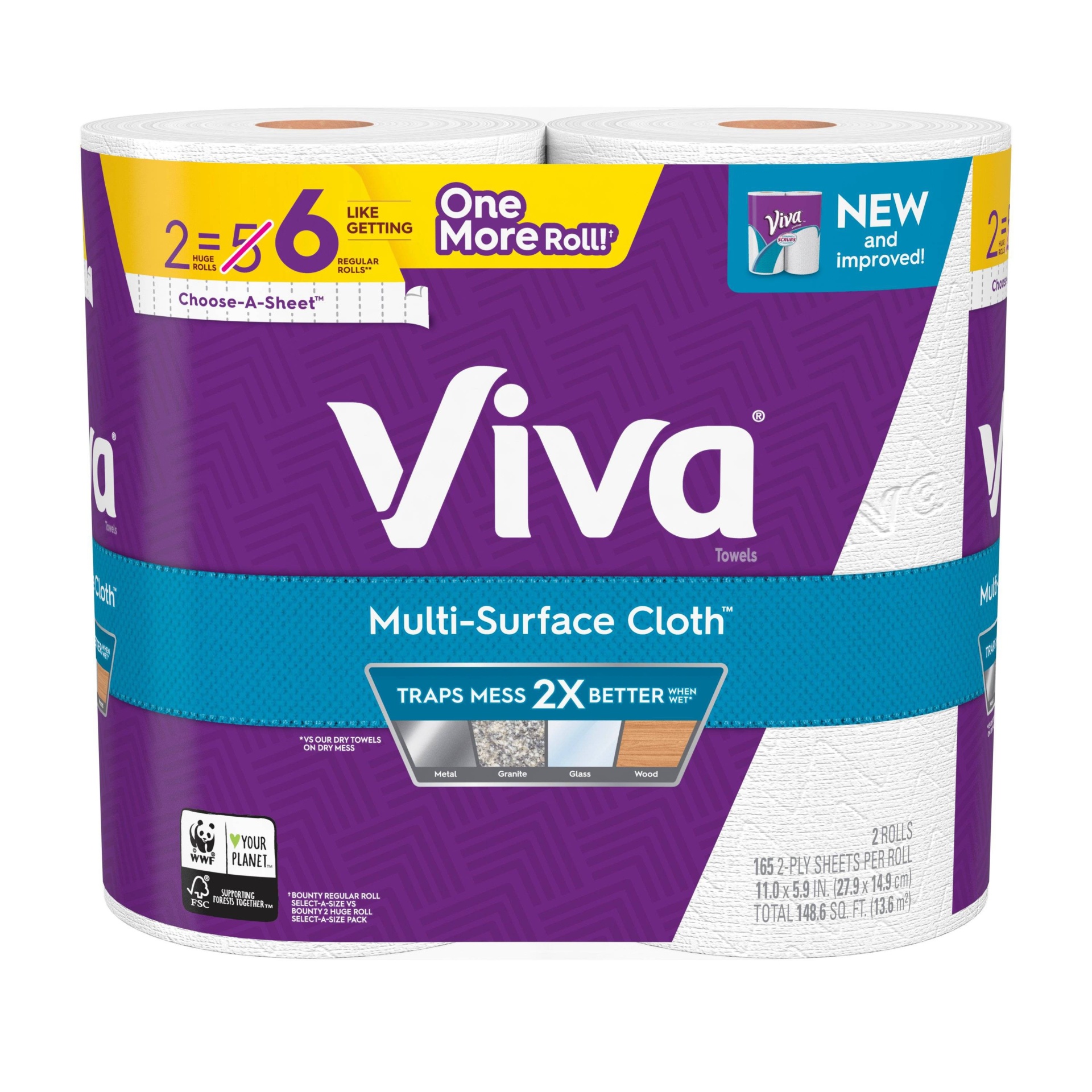 slide 1 of 1, Viva Multi-Surface Cloth Choose-A-Sheet Huge Roll Paper Towels, 2 ct