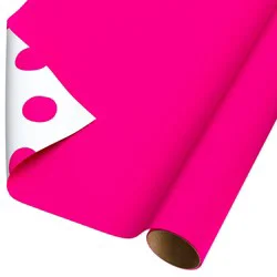 American Greetings Pink & Pink Dots Reversible Wrapping Paper, 20 sq ft