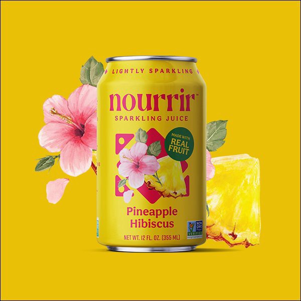 slide 1 of 1, Nourrir Sparkling Juice Pineapple Hibiscus, 12 fl oz