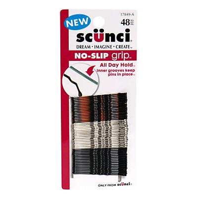 slide 1 of 1, scünci No Slip Grip Bobby Pins, 48 ct