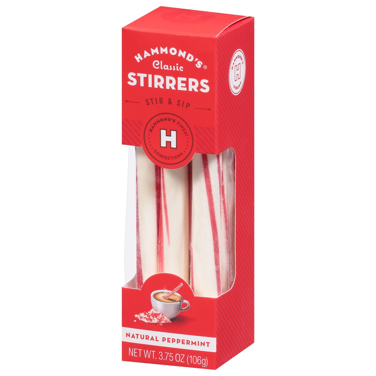 slide 3 of 9, Hammond's Stirrers, Classic, Natural Peppermint, 3.75 oz