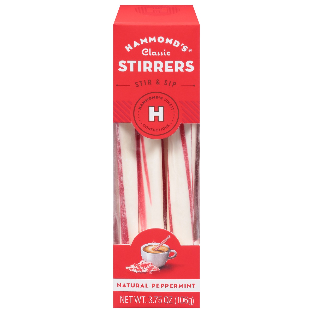 slide 1 of 9, Hammond's Stirrers, Classic, Natural Peppermint, 3.75 oz