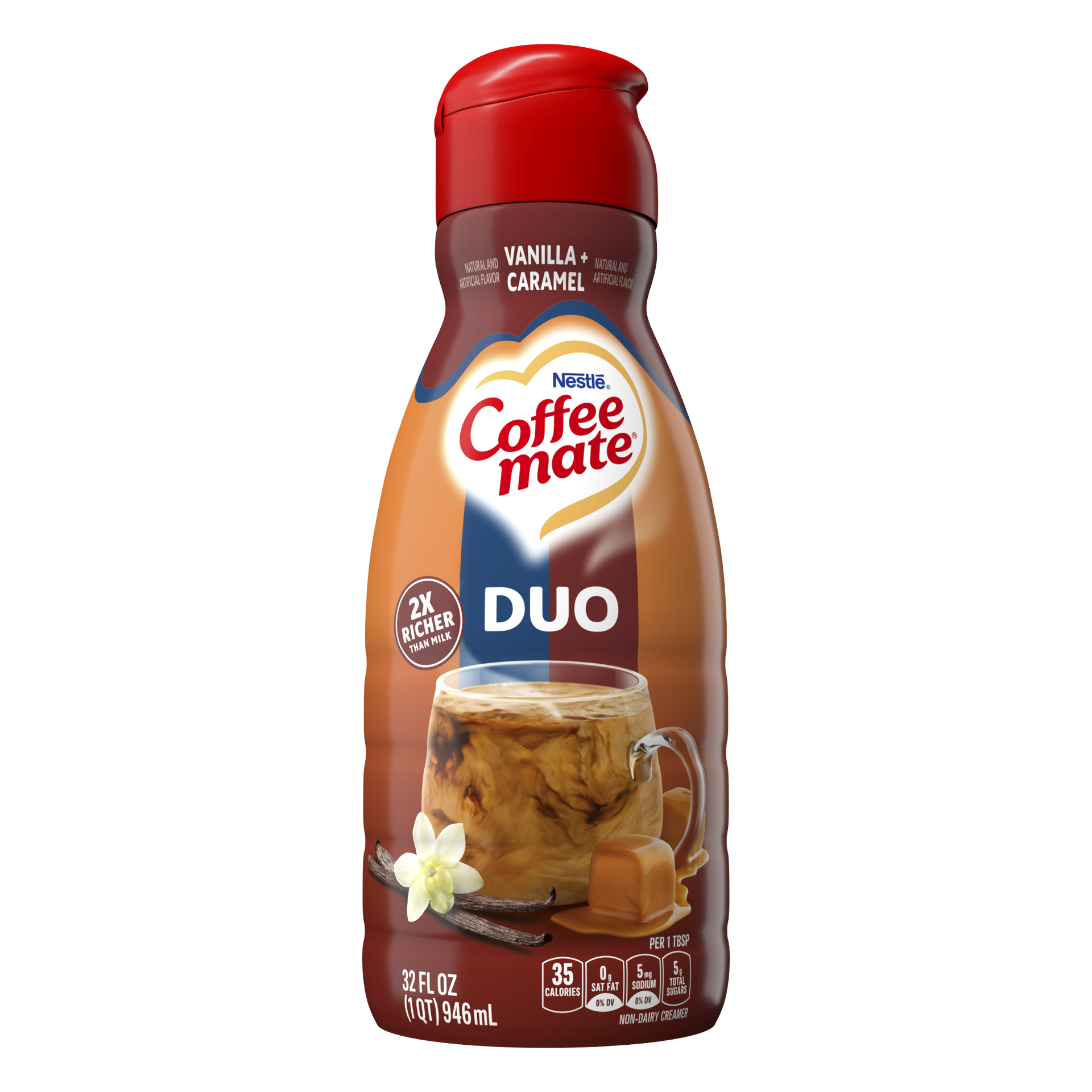 slide 1 of 8, Coffee mate Nestle Coffee mate Duo Vanilla and Caramel Liquid Coffee Creamer, 32 oz