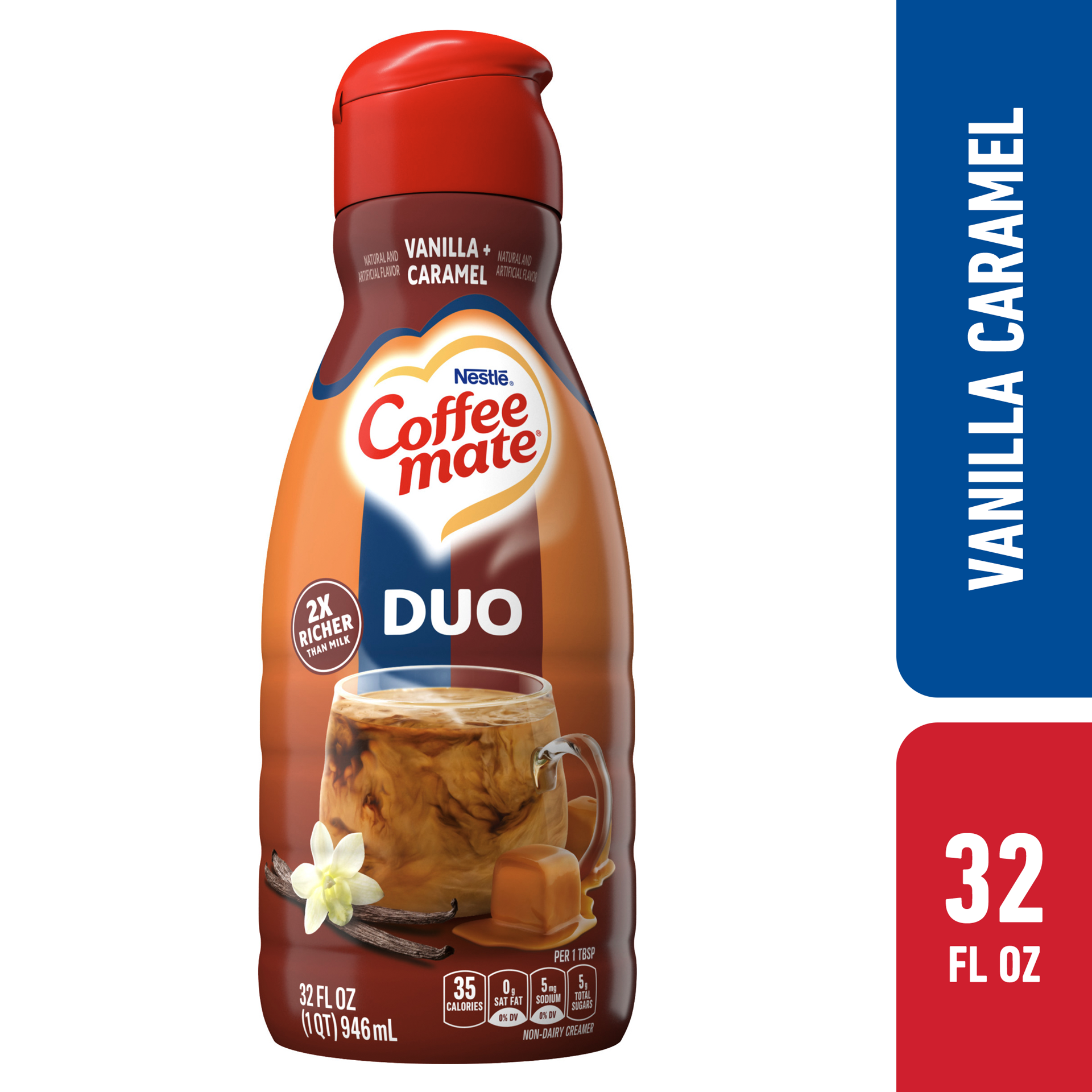 slide 1 of 8, Coffee mate Nestle Coffee mate Duo Vanilla and Caramel Liquid Coffee Creamer, 32 oz