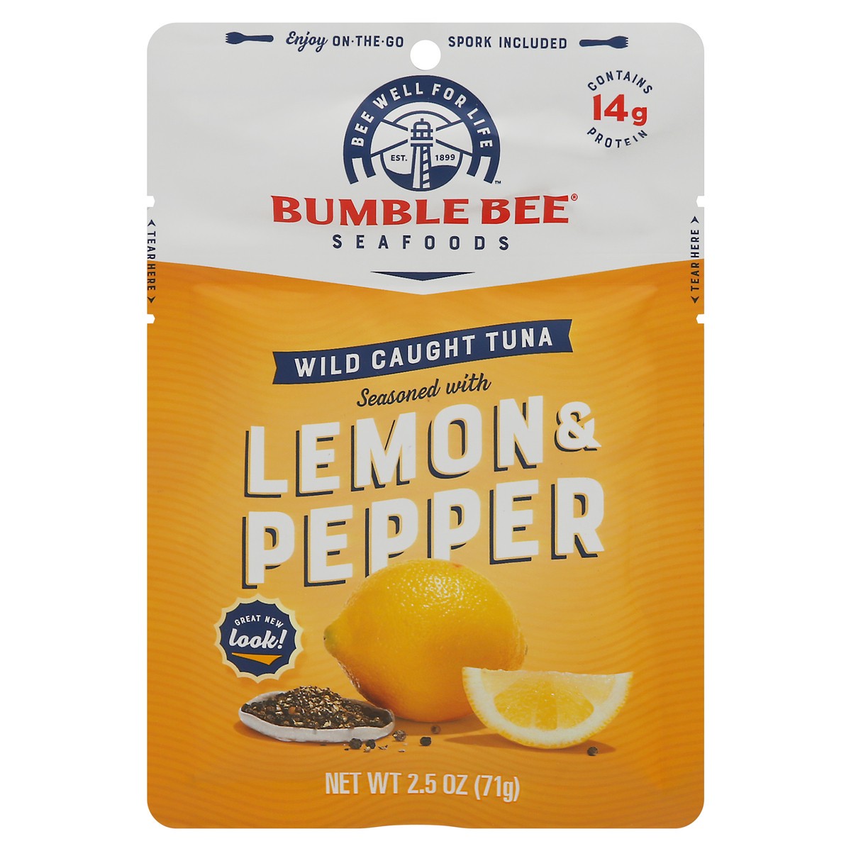 slide 1 of 16, Bumble Bee Lemon & Pepper Seasoned Tuna Pouch with Spoon, 