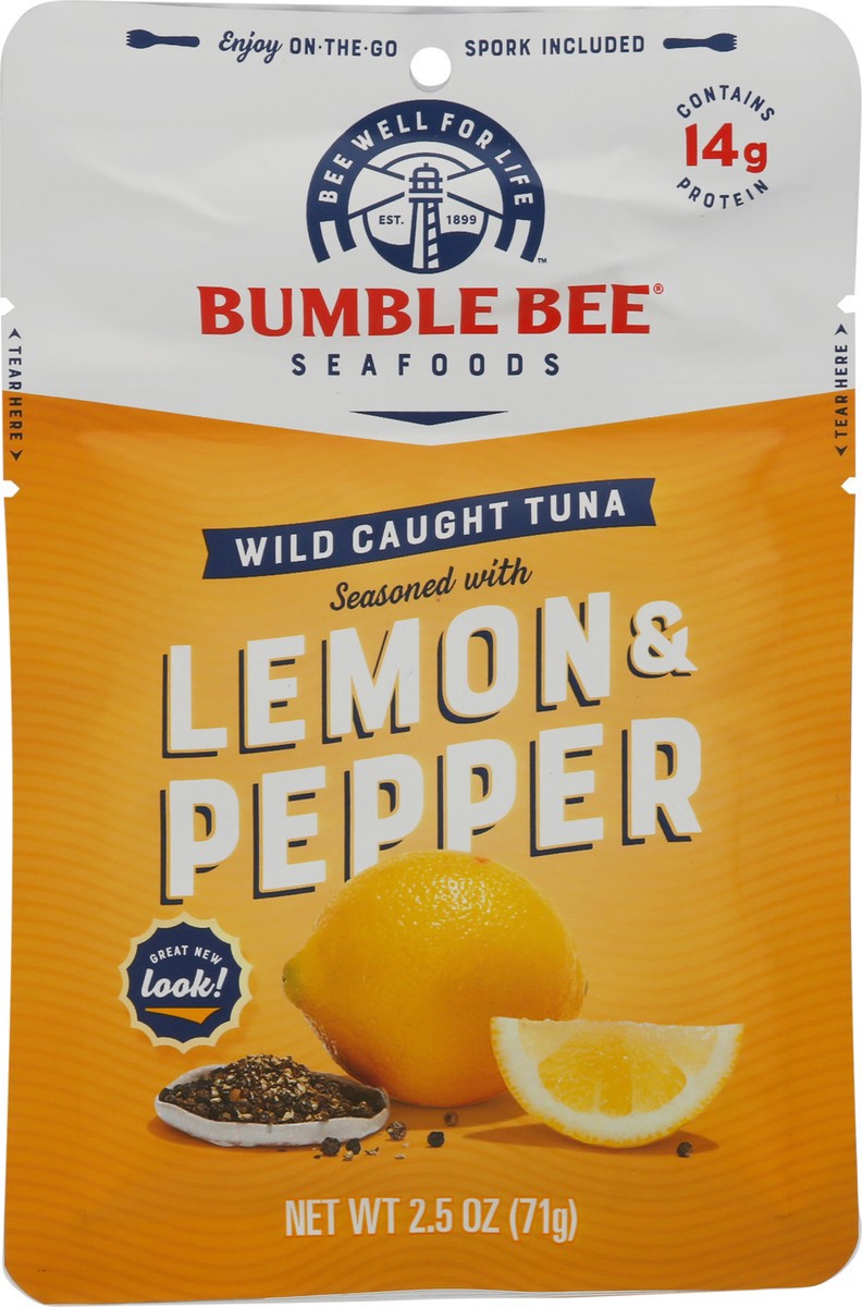 slide 10 of 16, Bumble Bee Lemon & Pepper Seasoned Tuna Pouch with Spoon, 