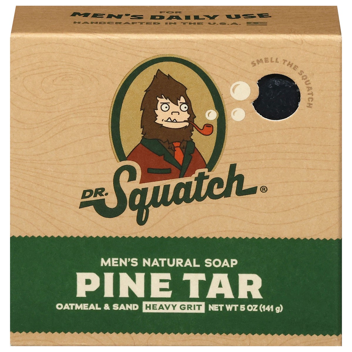 slide 1 of 9, Dr. Squatch Men's Natural Heavy Grit Pine Tar Soap 5 oz, 5 oz