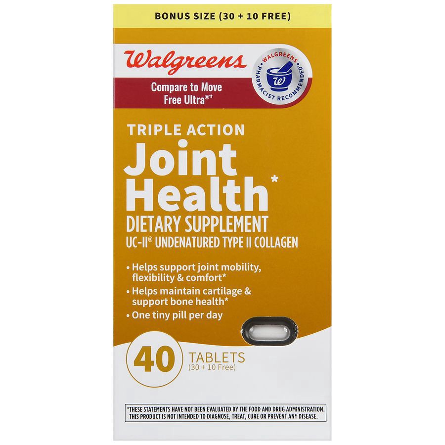 slide 3 of 5, Walgreens Triple Action Joint Health with UCII, 40 ct