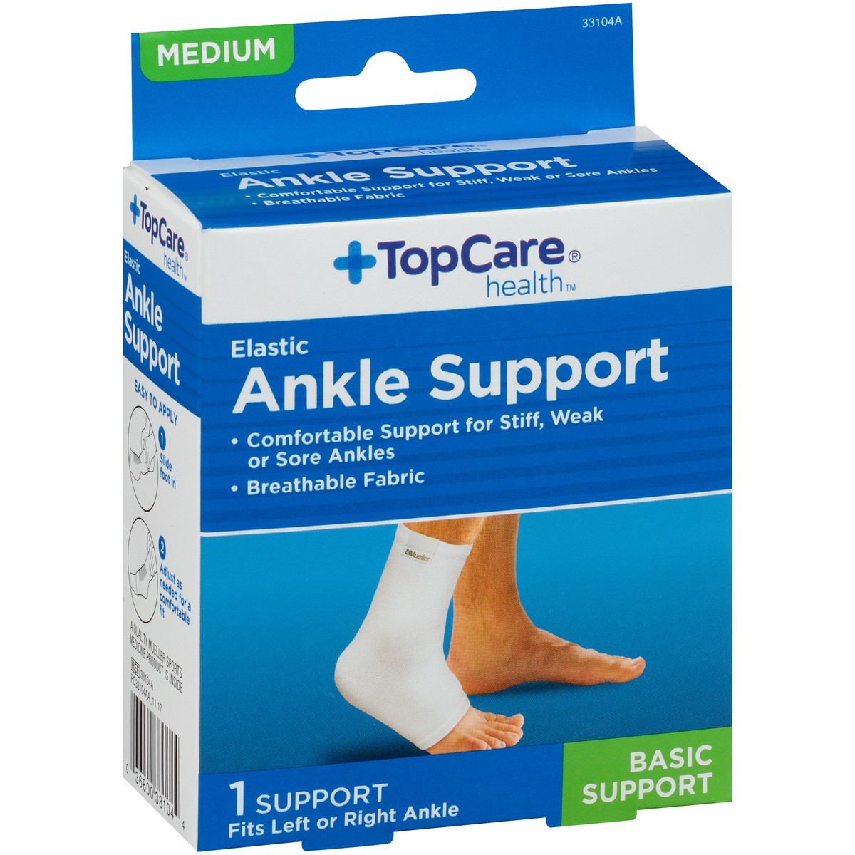 slide 2 of 8, TopCare Ankle Support, Elastic, Medium, 1 ct