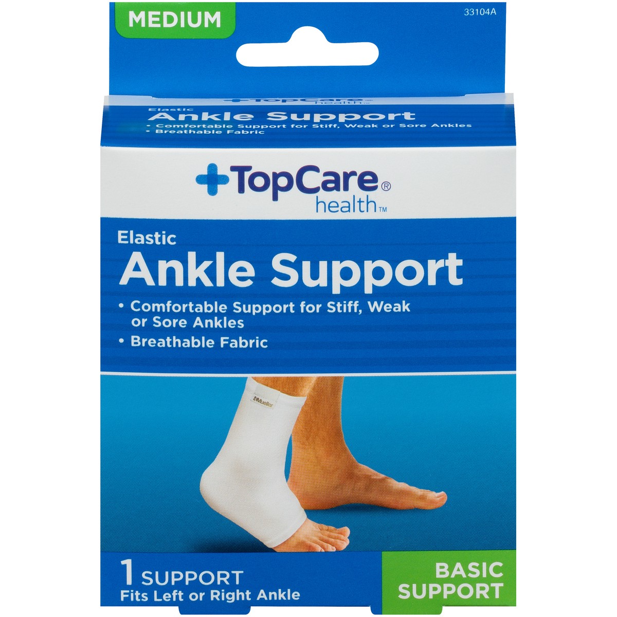 slide 1 of 8, TopCare Ankle Support, Elastic, Medium, 1 ct