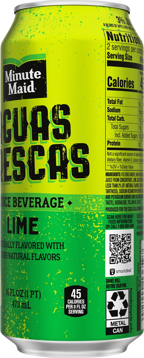 slide 5 of 12, Minute Maid Aguas Frescas Lime (NC) Can, 16 fl oz, 16 fl oz