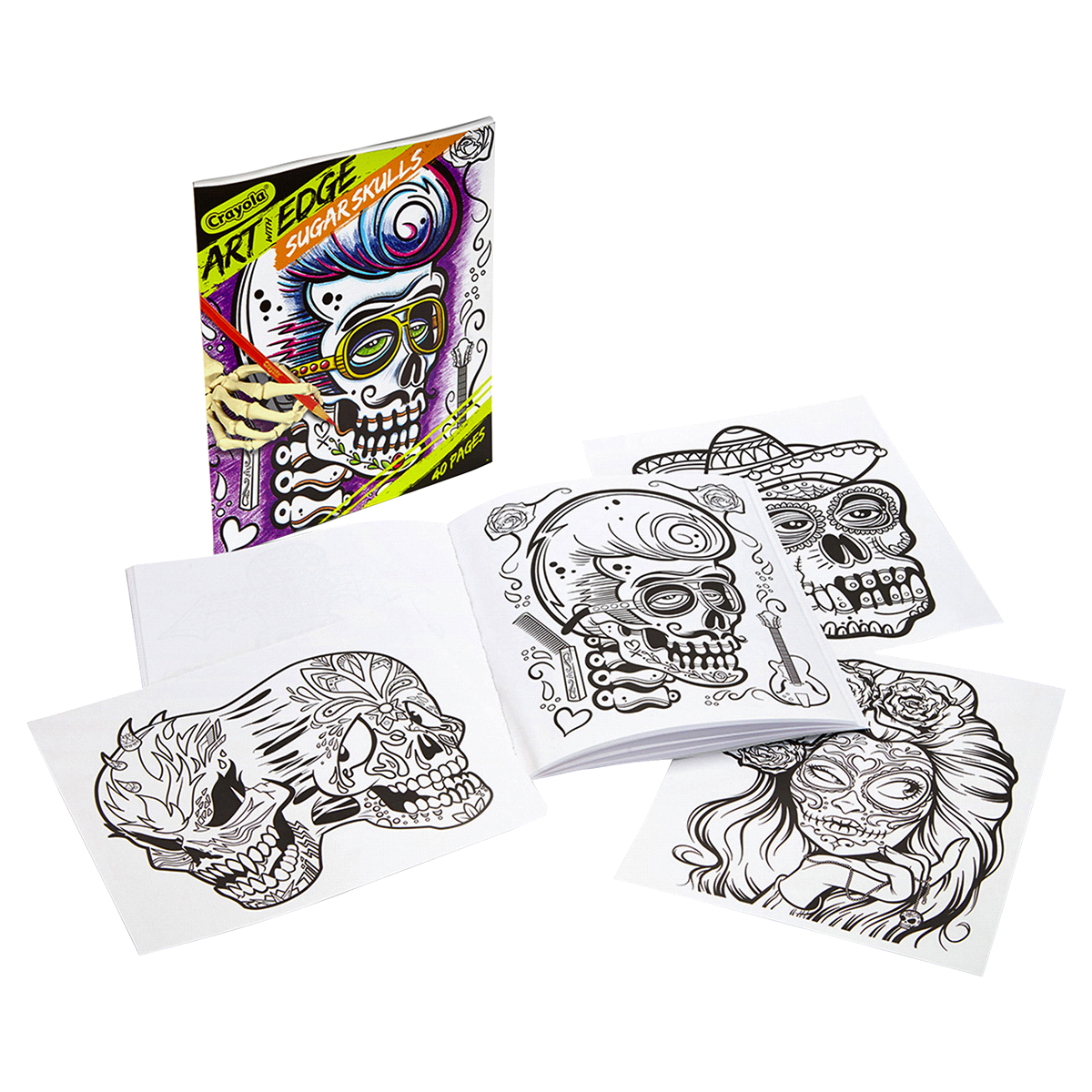 slide 2 of 4, Crayola Art with Edge Sugar Skulls Coloring Pages, 1 ct