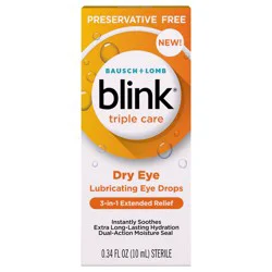 Blink® Triple Care Preservative Free Lubricating Eye Drops, 10 mL