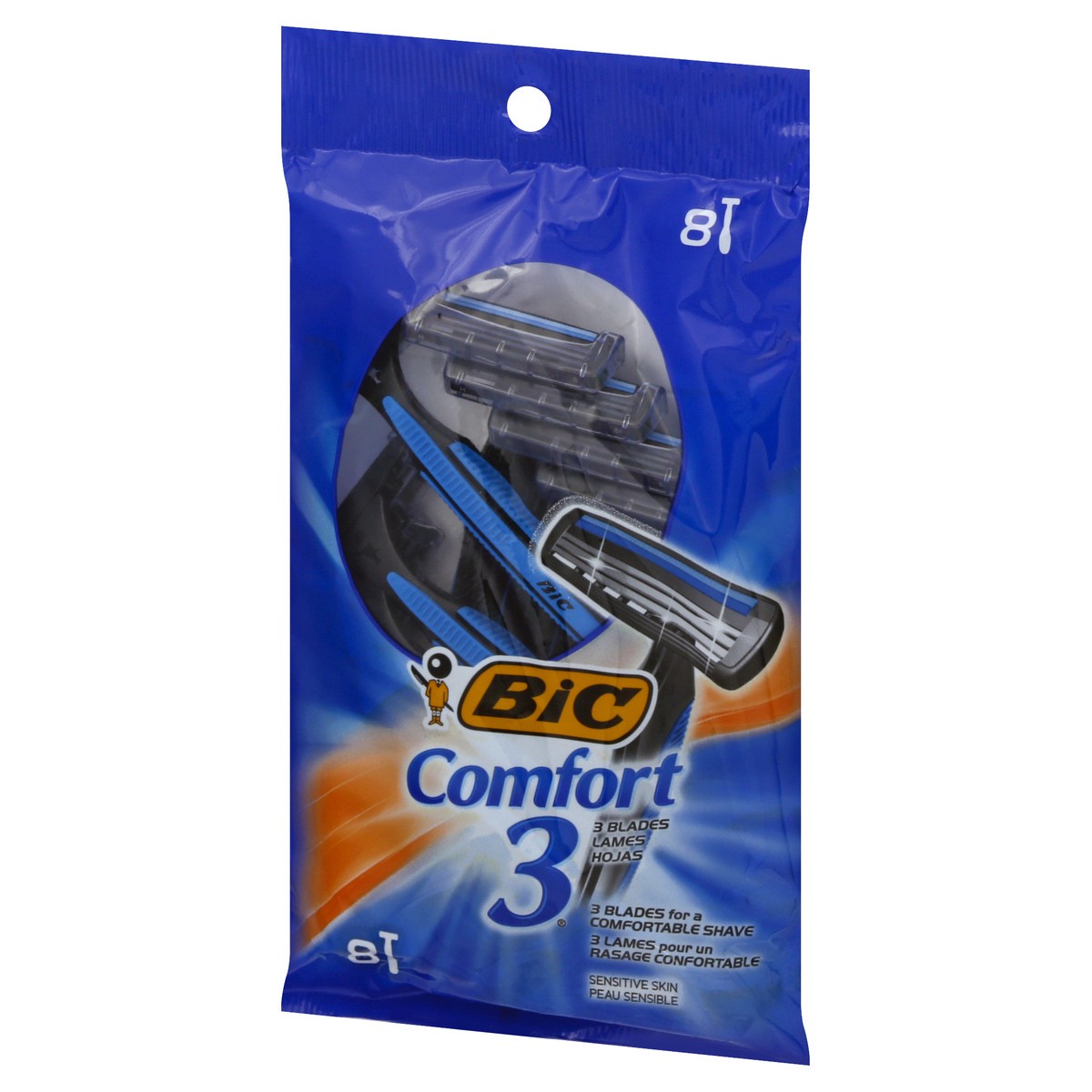 slide 5 of 9, Bic Comfort 3 Sensitive Skin Triple Blade Shavers For Men, 8 ct