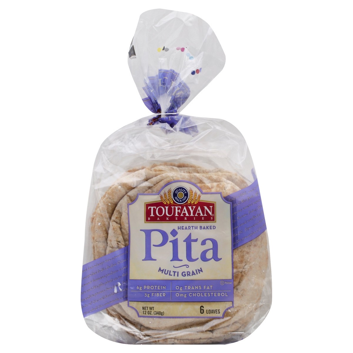 slide 5 of 5, Toufayan Bakeries Hearth Baked Multi Grain Pita 6 ea, 12 oz