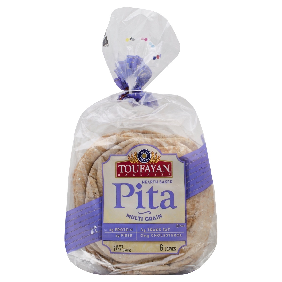 slide 1 of 1, Toufayan Pita Multi-Grain, 12 oz