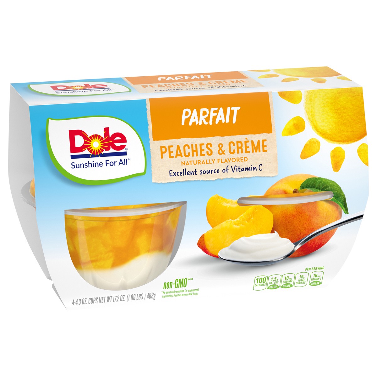 slide 2 of 9, DOLE Fruit Bowls Peaches & Creme Parfait Cups, 4 ct; 4 oz