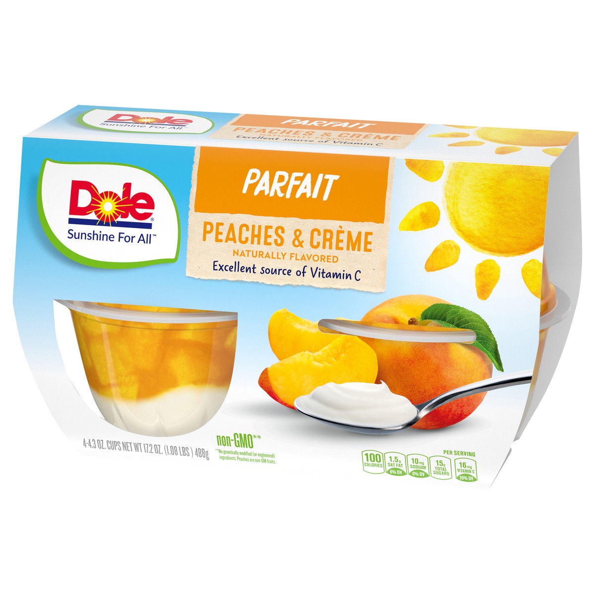 slide 3 of 9, DOLE Fruit Bowls Peaches & Creme Parfait Cups, 4 ct; 4 oz