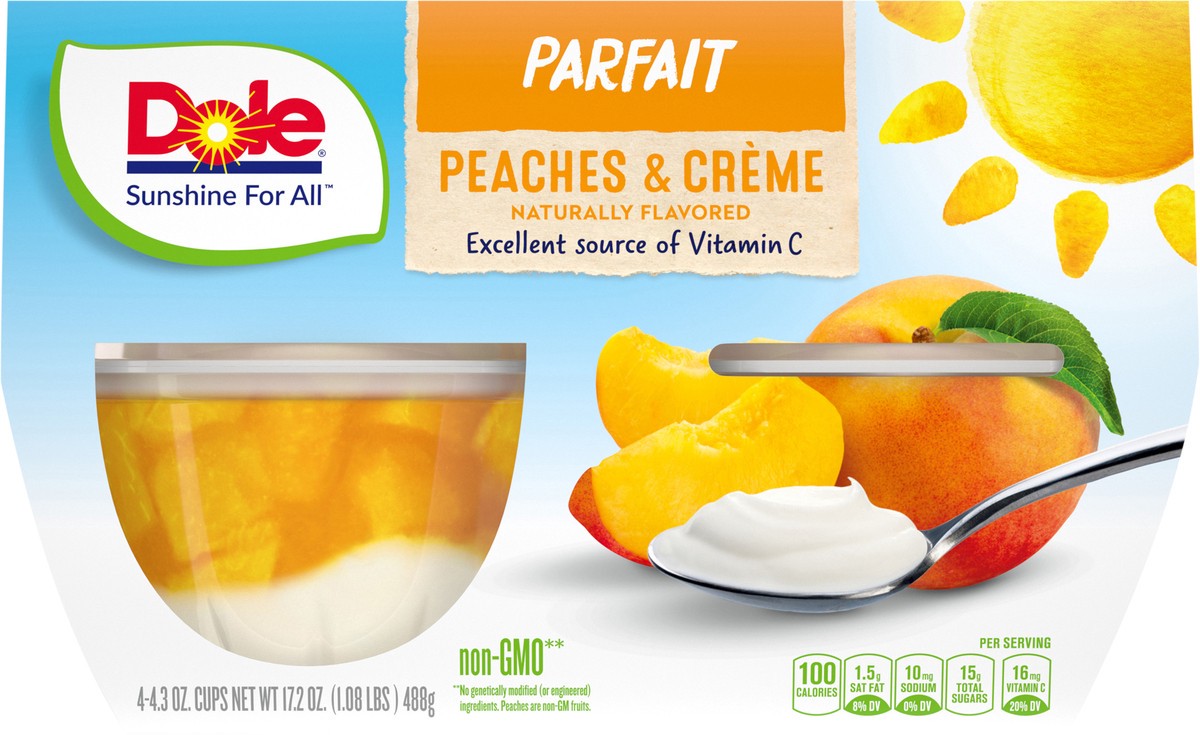 slide 6 of 9, DOLE Fruit Bowls Peaches & Creme Parfait Cups, 4 ct; 4 oz