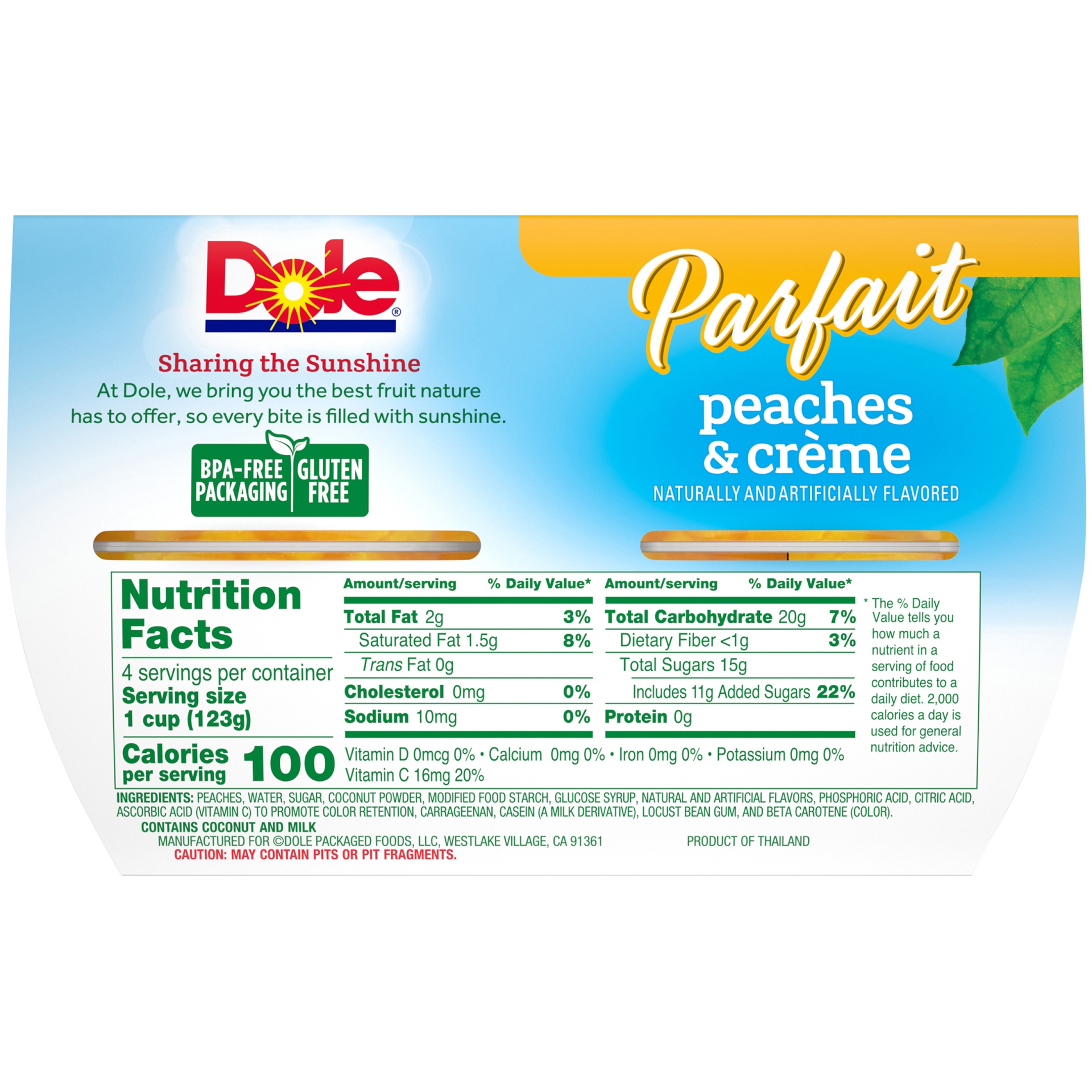 Dole Low Fat Peaches and Creme Parfait Shipt