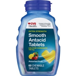 slide 1 of 1, CVS Health Extra Strength Smooth Antacid Assorted Fruit Chewable Tablets, 60 ct