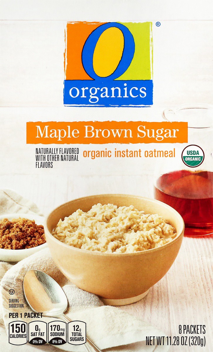 slide 8 of 9, O Organics Oatmeal, Organic Instant, Maple Brown Sugar, 8 ct; 1.41 oz