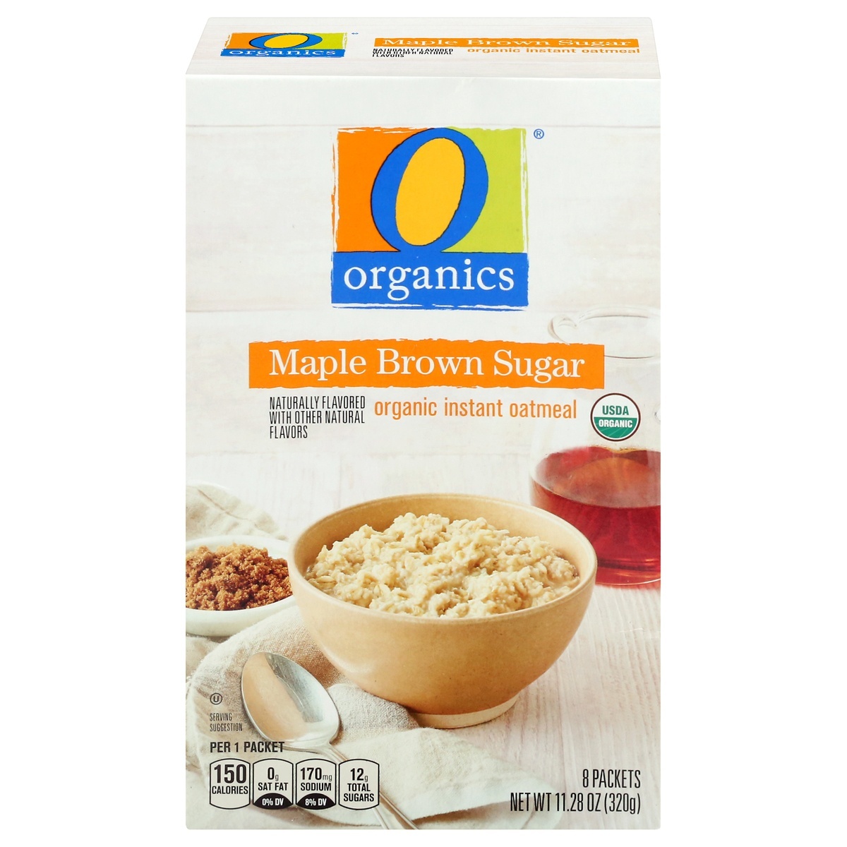 slide 1 of 9, O Organics Oatmeal, Organic Instant, Maple Brown Sugar, 8 ct; 1.41 oz