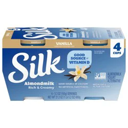 Silk Vanilla Dairy Free, Almond Milk Plant Based Yogurt Alternative, 4 Ct, 5.3 OZ Containers