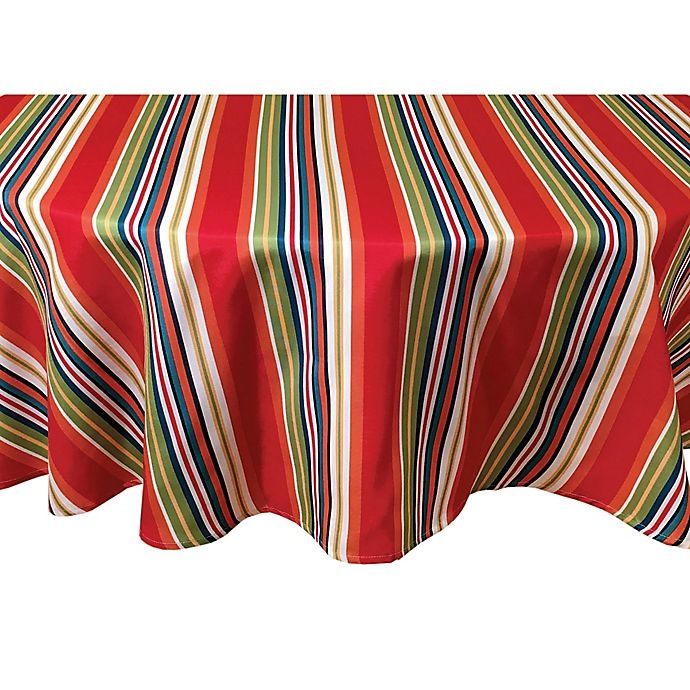 slide 1 of 2, Destination Summer Mystic Stripe Round Indoor/Outdoor Tablecloth, 70 in